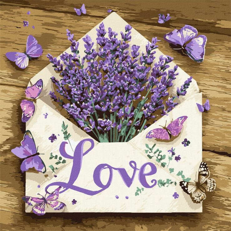 Картина за номерами «Лаванда в конверті» 40х40 см, ТМ Ідейка