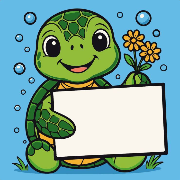 Картина за номерами «Черепаха з листівкою» 20х20 см, ТМ Strateg