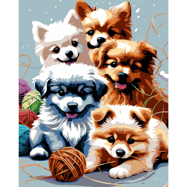 Картина за номерами «Веселі цуценята» 40х50 см, ТМ Strateg