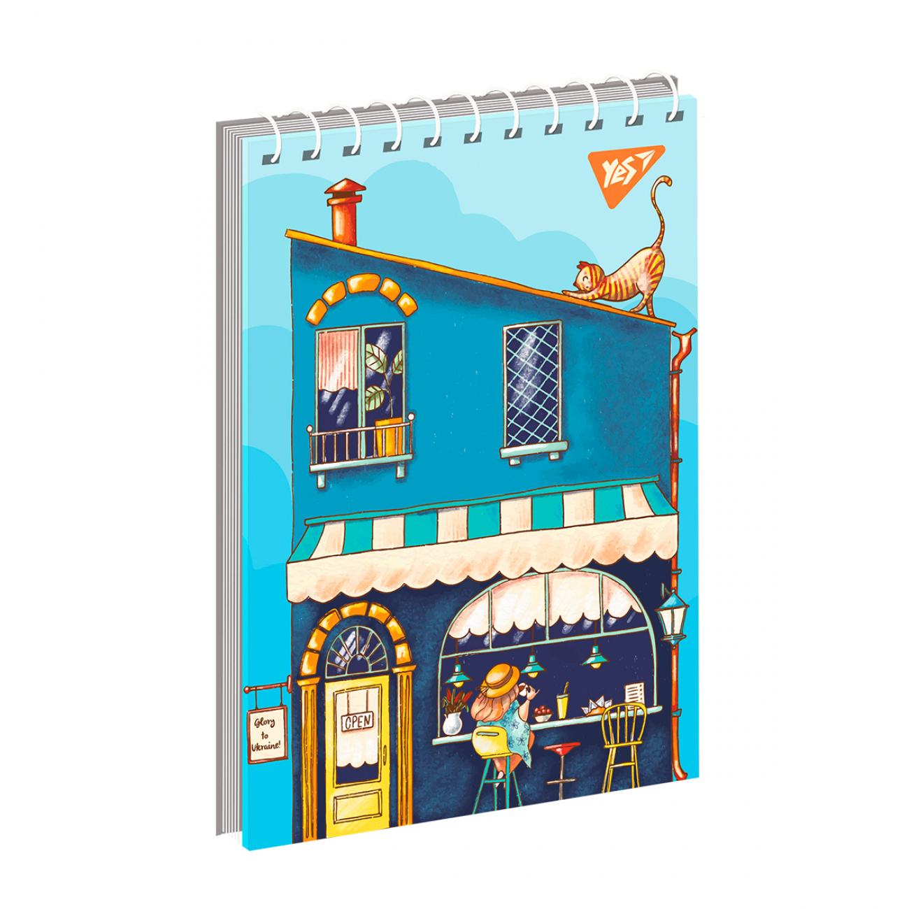 Блокнот «Happy place» А6 на 80 аркушів у клітинку з ламінованою обкладинкою на спіралі зверху, в асортименті, ТМ Yes