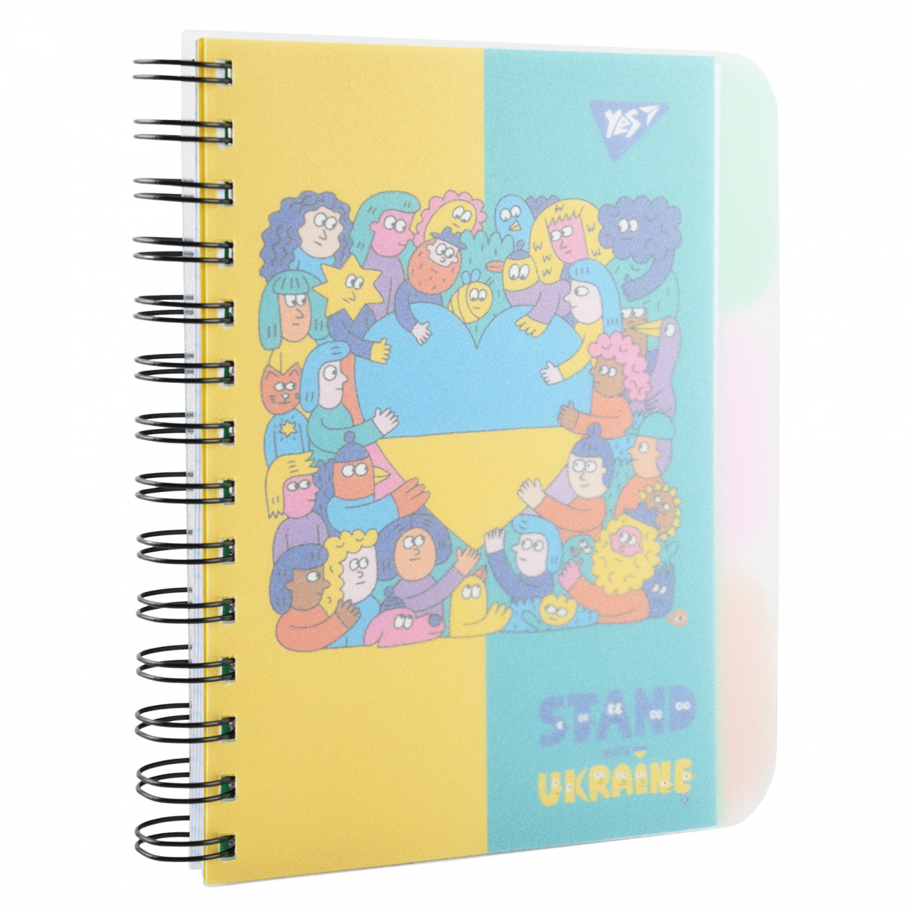 Блокнот з роздільниками «Stand with Ukraine» В6 на 144 аркуші у клітинку з пластиковою обкладинкою на спіралі збоку, ТМ Yes