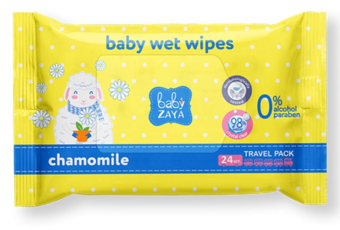 Вологі серветки «Ромашка» 24 шт, Baby Zaya