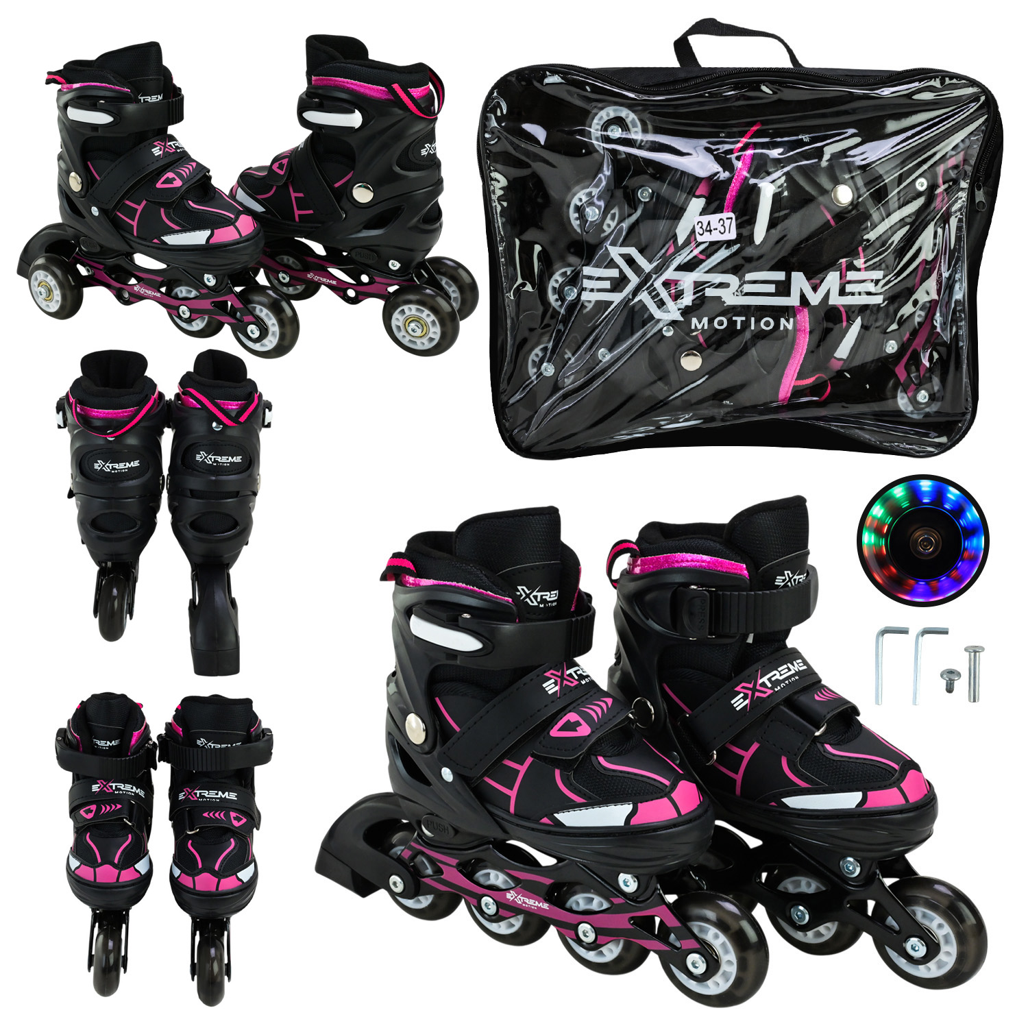 Ролики розміром 34-37 з колесами PU, світяться