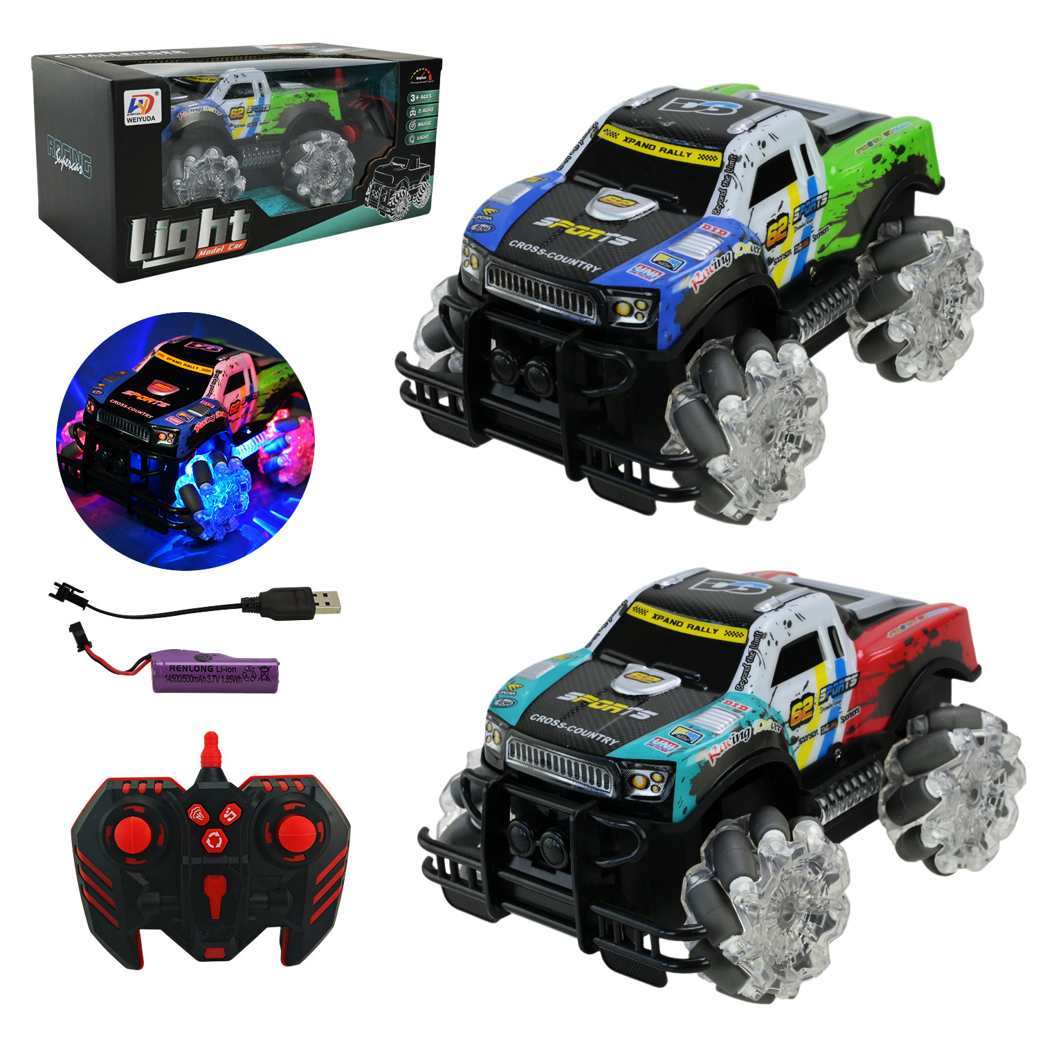 Машина р/к на акумуляторі зі світлом та звуком, в асортименті, у коробці 27х12,5х14,5 см