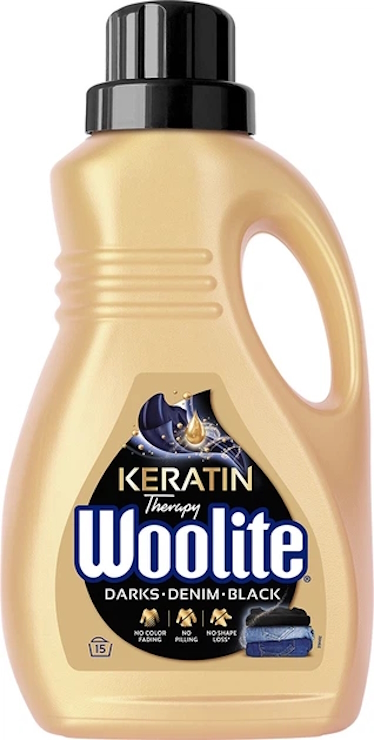Гель для прання «Woolite» 0,9 л для чорних та джинсових тканин з кератином