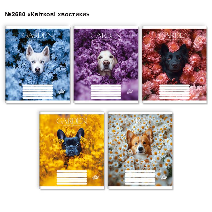 Зошит на 36 аркушів у клітинку «Квіткові хвостики» №2680, ТМ Brisk