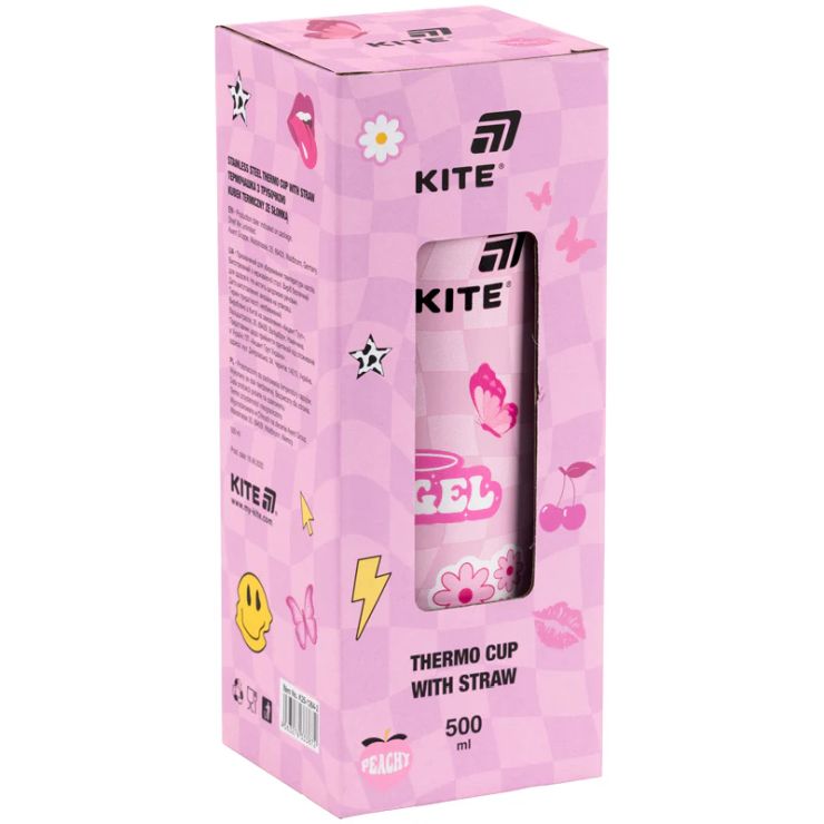 Термокружка «Angel» 500 мл з трубочкою, ТМ Kite