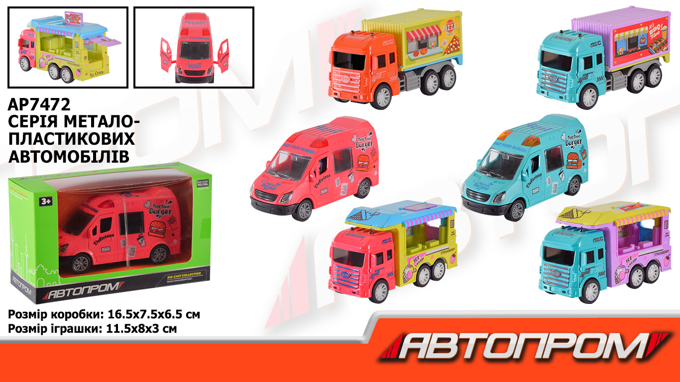 Машина 13,5 см металева, в асортименті, у коробці 16,5х9,5х6,5 см, Автопром