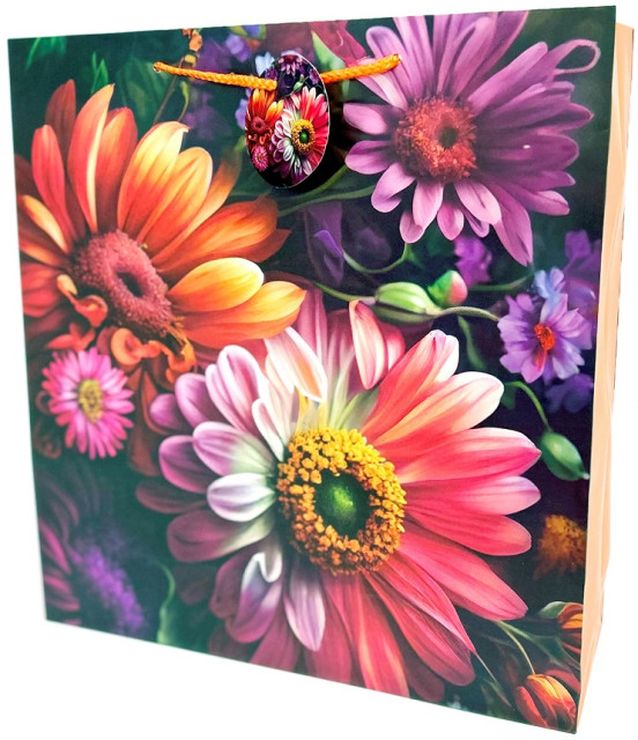 Пакет паперовий «Квіти» 35x37x12 см, ТМ Мандарин