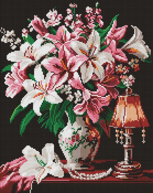 Набір з алмазною мозаїкою «Вишукані лілії» 40х50 см, ТМ Ідейка