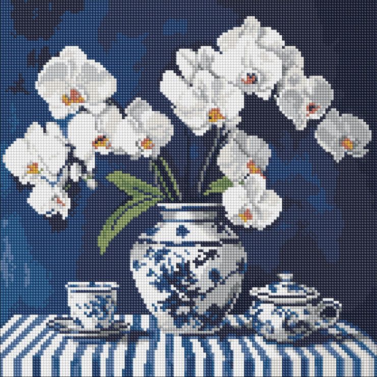 Набір з алмазною мозаїкою «Орхідея в порцеляні» 40х40 см, ТМ Ідейка