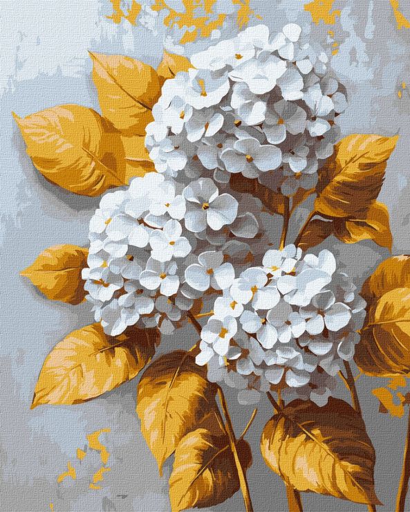 Картина за номерами «Золота гортензія» 40х50 см з фарбами металік extra, ТМ Ідейка