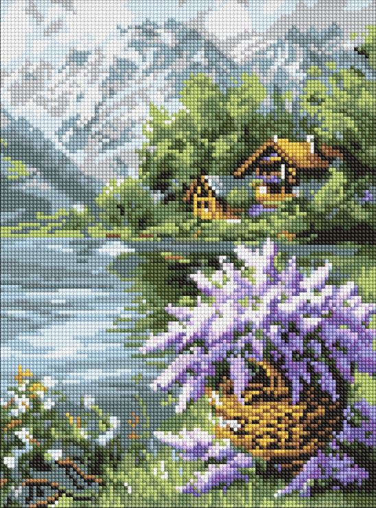 Набір з алмазною мозаїкою «Бузковий кошик» 30х40 см, ТМ Ідейка