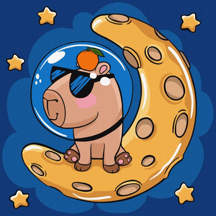 Картина за номерами «Капібара на місяці» 30х30 см, ТМ Ідейка