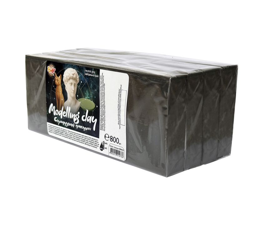 Пластилін скульптурний нейтральний сірий, 800 г, Rudix