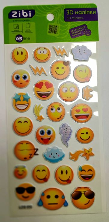 Наліпки «Смайлики 3D» 18х9,5 см, KIDS Line