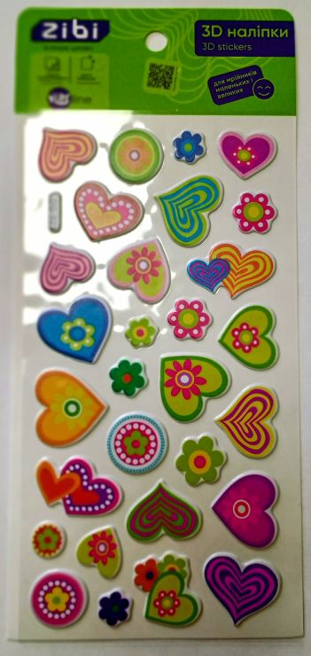 Наліпки «Сердечка 3D» 18х9,5 см, KIDS Line