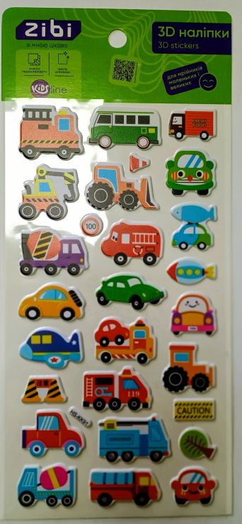 Наліпки «Робочі автівочки 3D» 18х9,5 см, KIDS Line