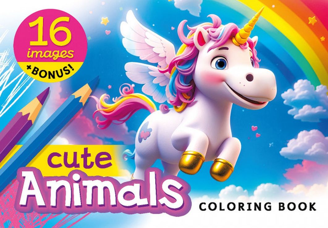 Розмальовка «Cute animals» А5 на 8 аркушів на скобі, ТМ Мандарин