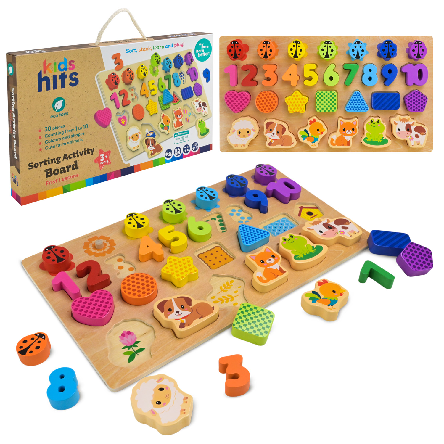 Навчальна дошка дерев`яна з вкладишами, у коробці 42х3,5х24 см, KidsHits