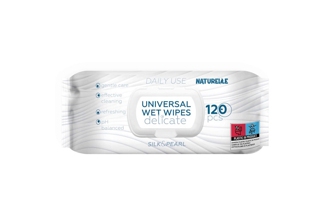 Вологі серветки «Naturelle Delicate» універсальні 120 шт в упаковці