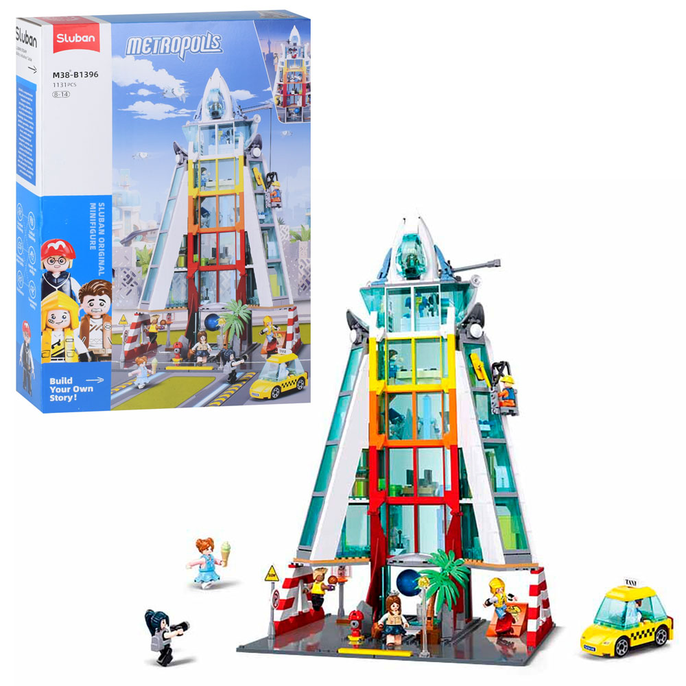 Конструктор «Міська серія. Будівля» 47,8 см на 1131 деталь з фігурками та машинкою, у коробці, 42,5х62х12,5 см, SLUBAN