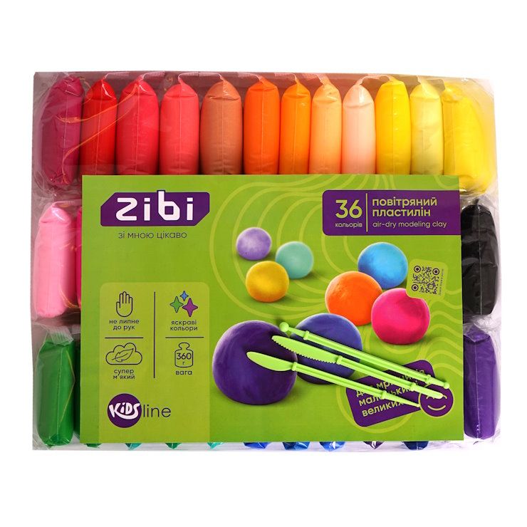 Повітряний пластилін на 36 кольорів по 10 г зі стеками, KIDS Line