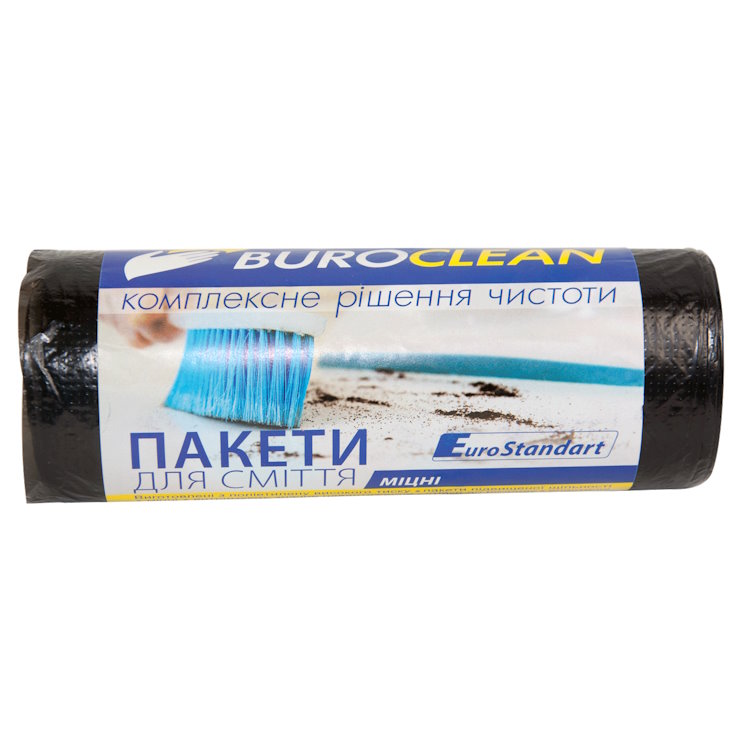 Пакети для сміття міцні 20 шт на 60 л, чорні, ТМ BuroClean