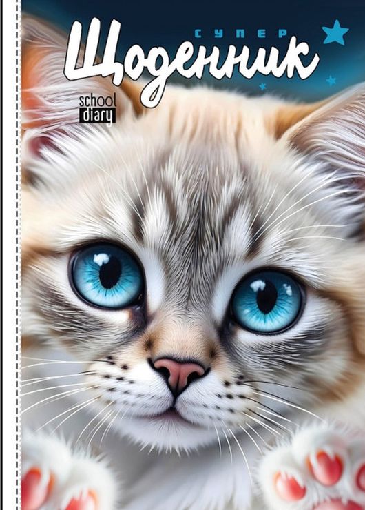 Щоденник шкільний «Кошеня» 14,5х20 см на 40 аркушів з матовою ламінацією, ТМ Мандарин