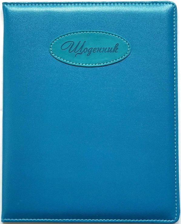 Щоденник шкільний А5 на 48 аркушів з обкладинкою зі шкірзаму, блакитний, ТМ Мандарин