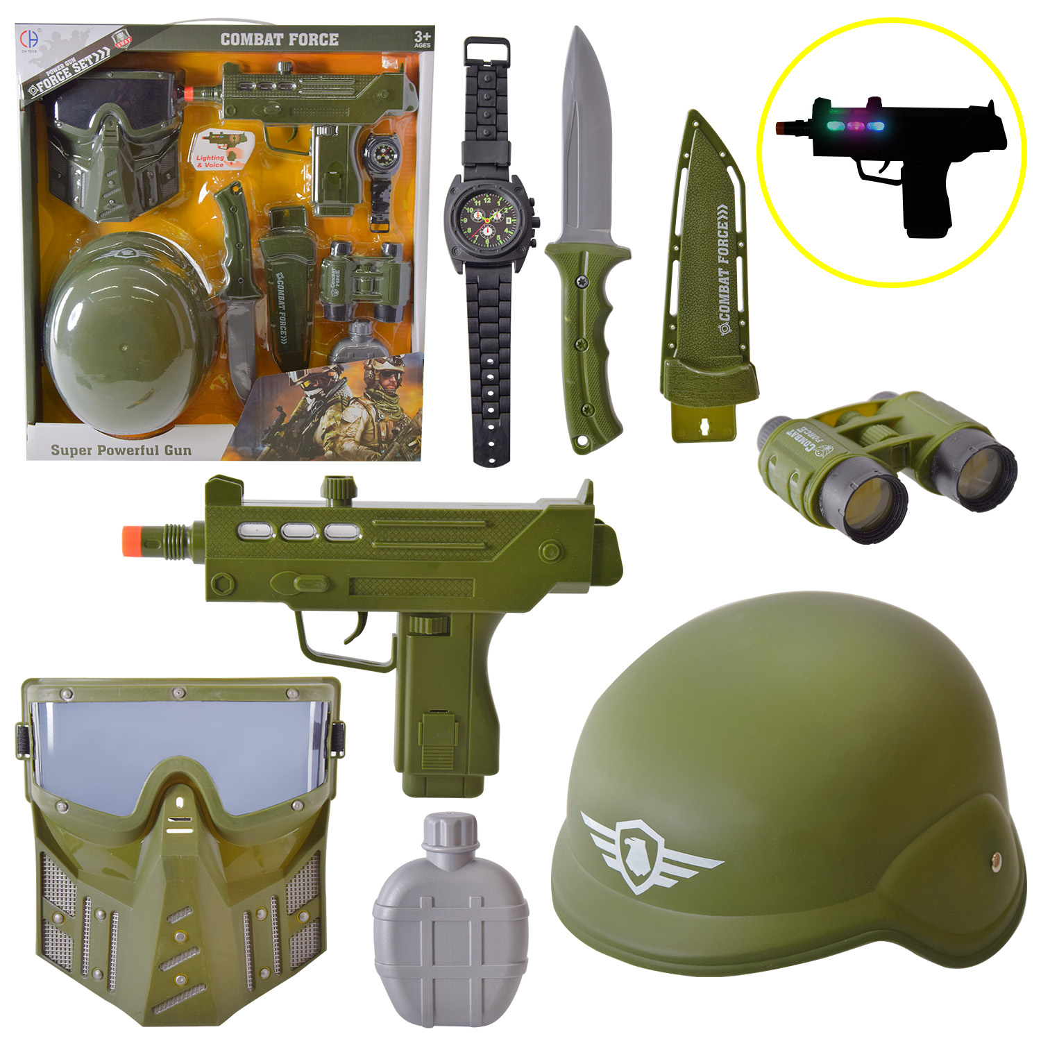 Ігровий віійськовий набір з 9 предметів, у коробці 51,5х5,5х45 см