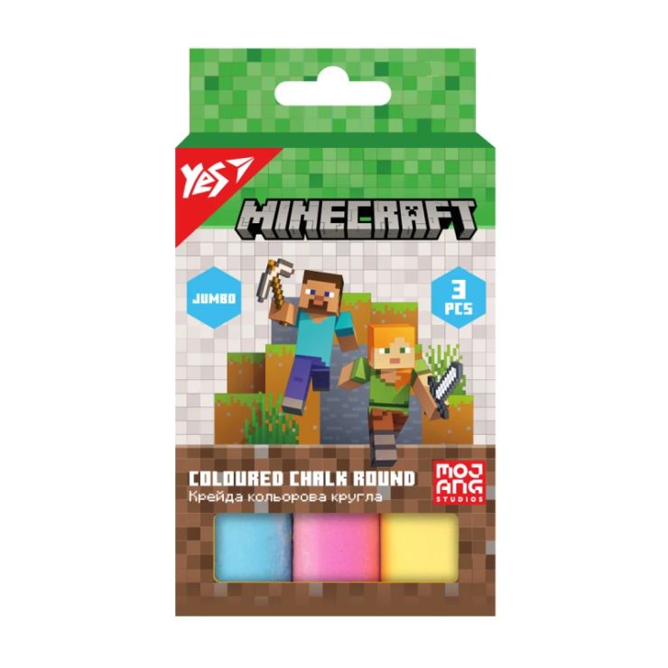 Крейда кольорова «Minecraft» JUMBO на 3 кольори, ТМ Yes