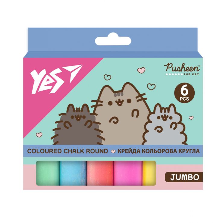 Крейда кольорова «Pusheen» JUMBO на 6 кольорів, ТМ Yes