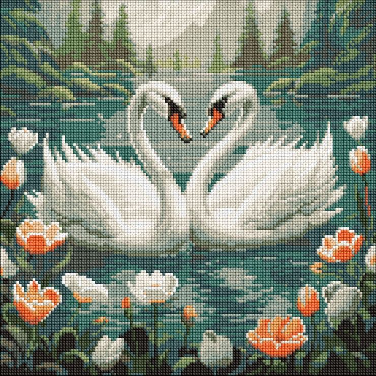 Набір з алмазною мозаїкою «Лебедина вірність» 40х40 см, ТМ Ідейка