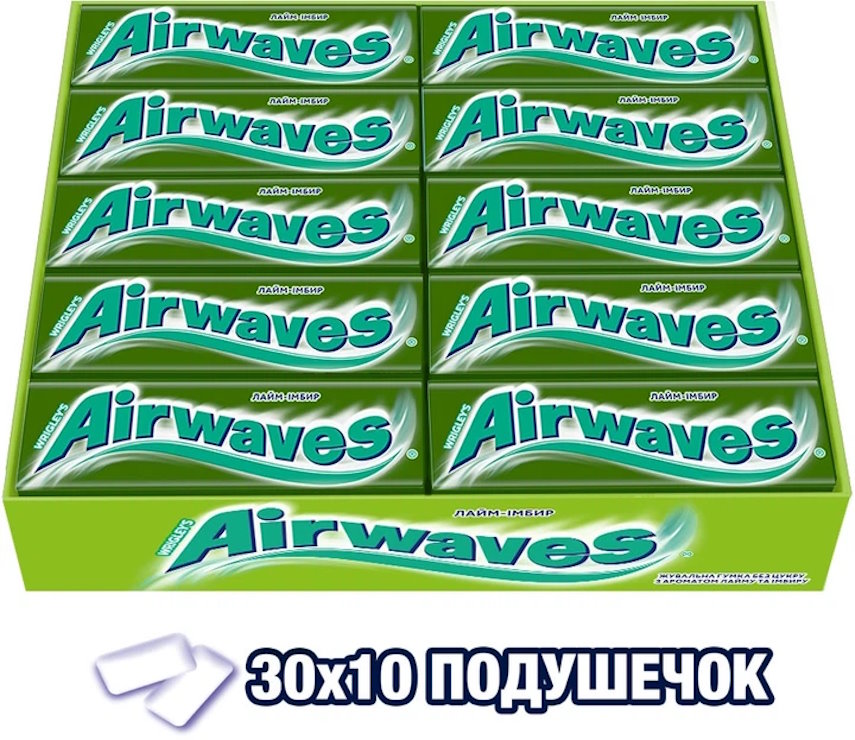 Жувальна гумка «AIRWAVES. Лайм та імбир» 14 г