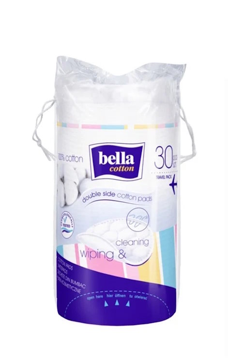 Ватні диски «Cotton» круглі 30 шт, у пакеті, BELLA