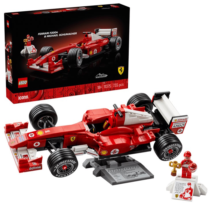 Конструктор «Ferrari F2004 та Міхаель Шумахер» на 735 детлей з фігуркми, у коробці 38х7х26 см, ТМ Lego