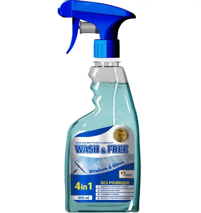 Засіб для миття скла та дзеркал 500 г, WASH&FREE