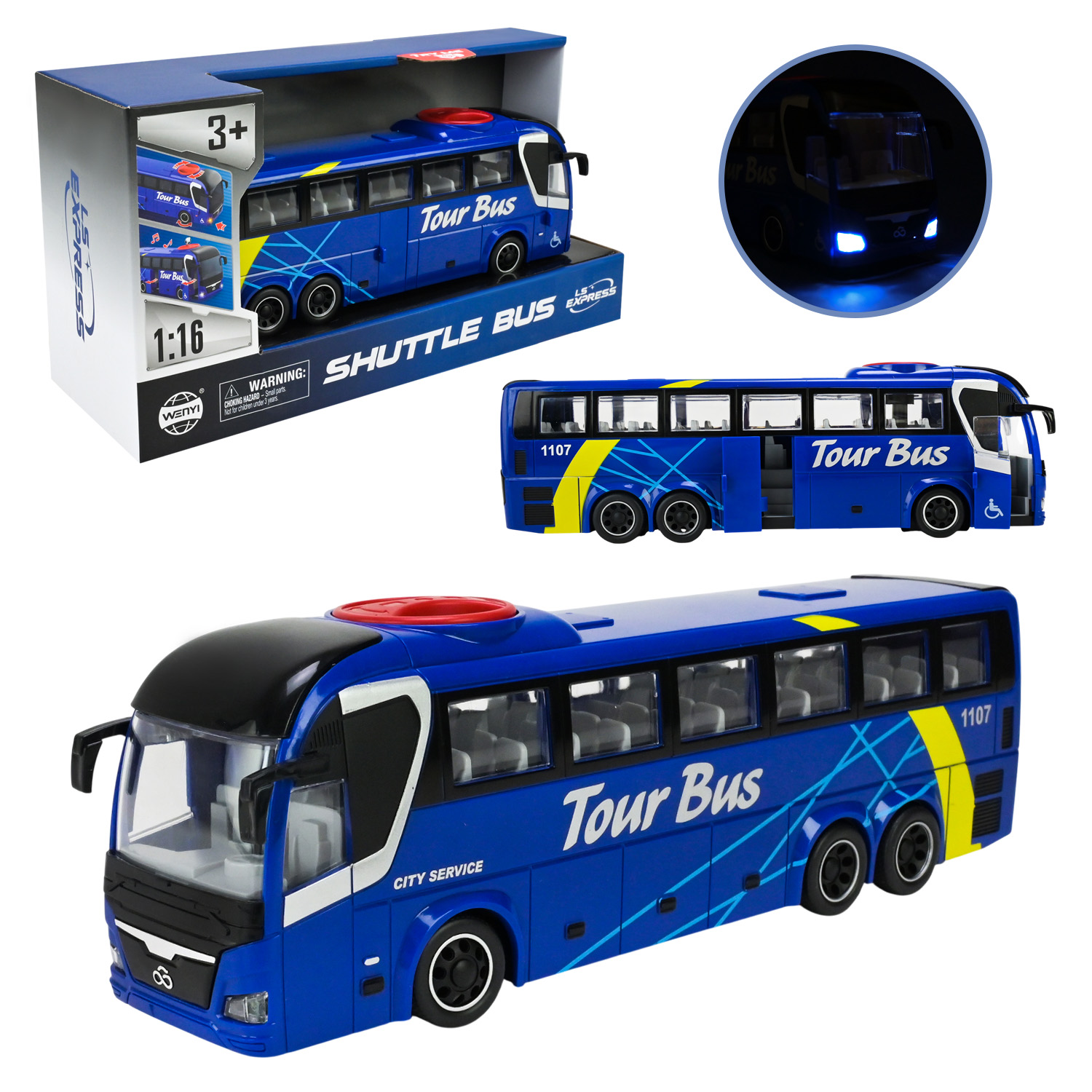 Автобус інерційний арт. WY1107A (24 шт.) батар. світло, звук, р-р іграшки 27.5*6*7.5 см в короб. 32*11.5*18.5 см