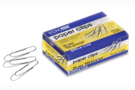 Скріпки нікельовані круглі 25 мм, 100 шт, ТМ Economix