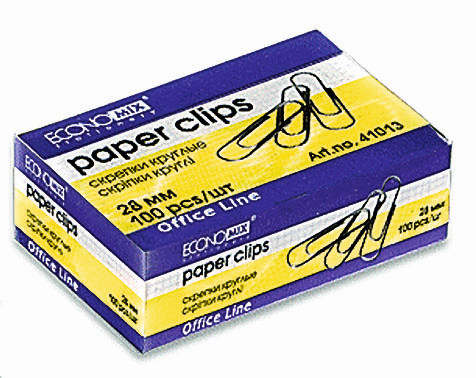 Скріпки нікельовані круглі 28 мм, 100 шт, ТМ Economix