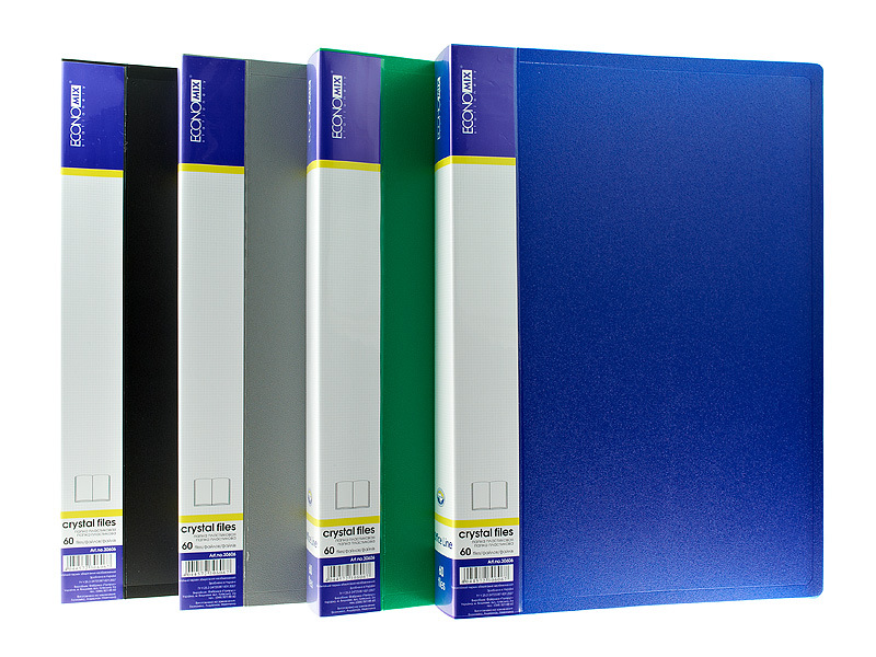 Папка пластикова А4 з 60 файлами, в асортименті, ТМ Economix