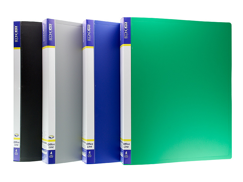 Папка пластикова А4 на 4 кільця з двома кишенями, в асортименті, ТМ Economix