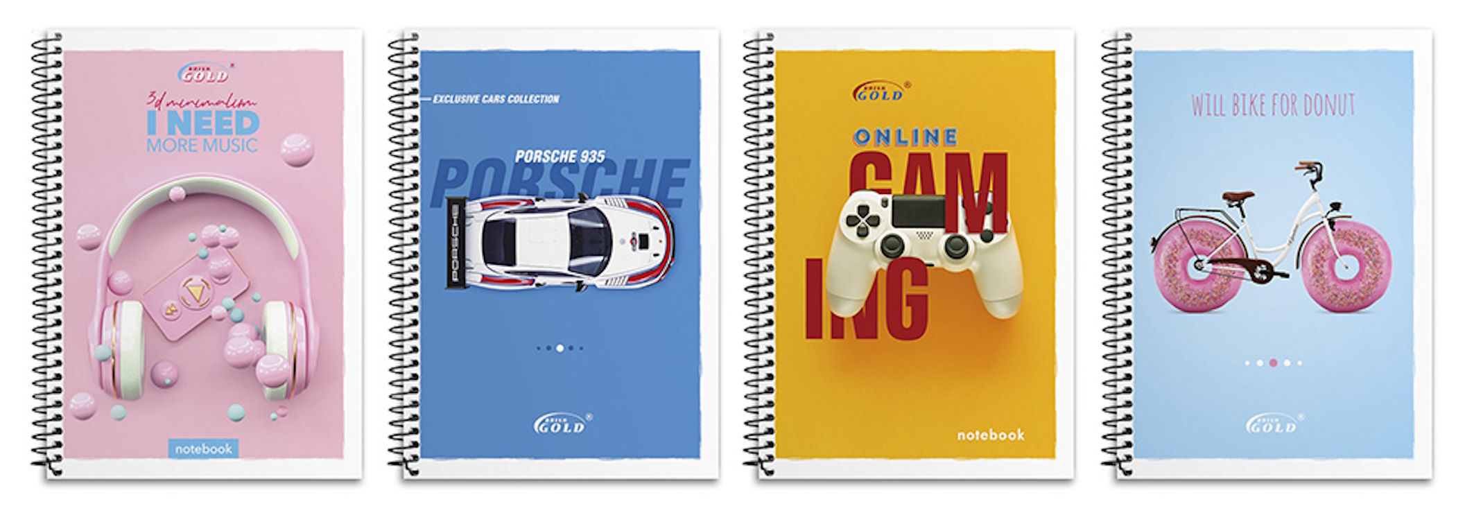 Блокнот А6 на 48 аркушів у клітинку на спіралі збоку з картонною обкладинкою, № 6768, в асортименті, ТМ Gold Brisk