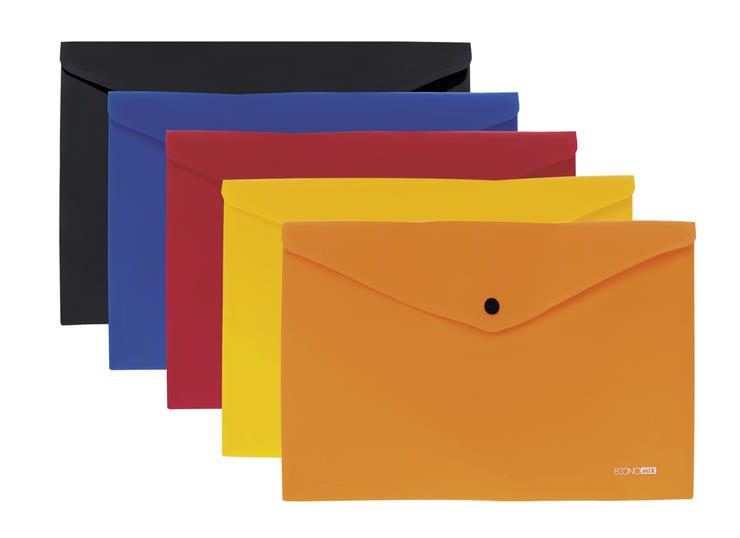 Папка-конверт на кнопці А4 180 мкм непрозора, в асортименті, ТМ Economix
