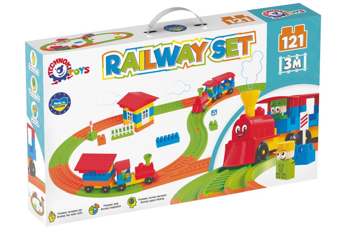 Конструктор «Термінал 2», дорога, поїзд, знаки, у коробці 53х31х8 см, ТМ Технок