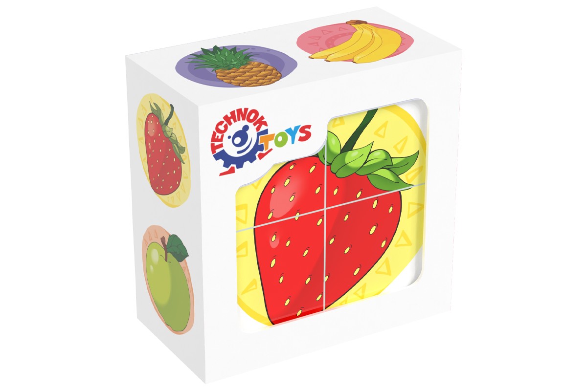 Кубики «Фрукти» з 4 елементів, у коробці 8х8х4 см, ТМ Технок
