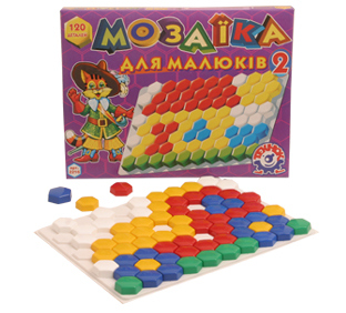 Мозаїка для малюків «2» з 120 елементів, 5 кольорів, в коробці 56,5х35х46 см, ТМ Технок
