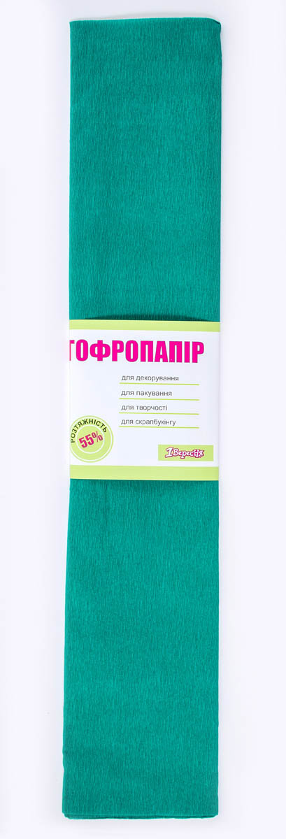 Гофро-папір 55 % 50х200 см зелений, ТМ 1 Вересня