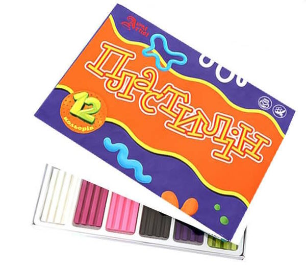 Пластилін восковий «Люкс» зі стеком на 12 кольорів, 240 г, №1125, Little Artist